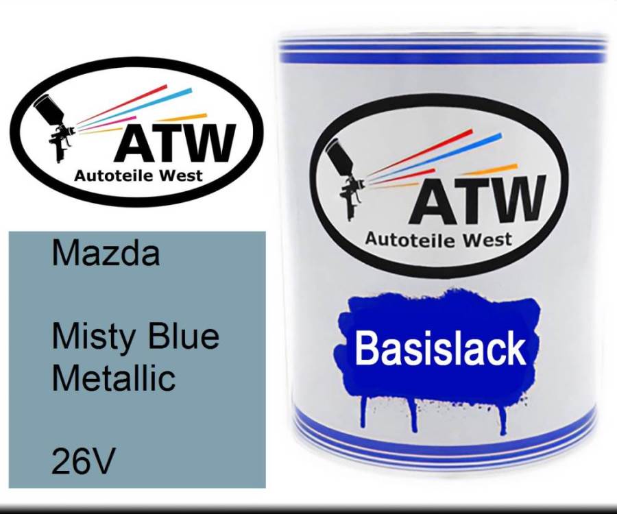 Mazda, Misty Blue Metallic, 26V: 1L Lackdose, von ATW Autoteile West.